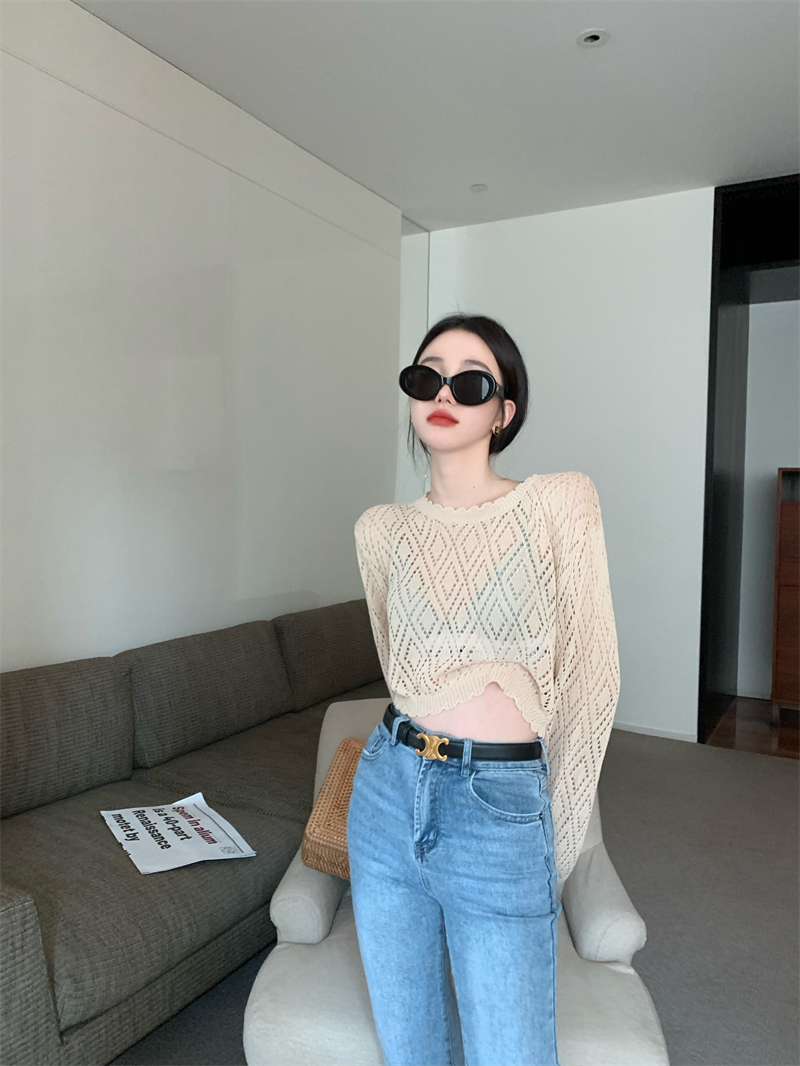 Knitted bottoming T-shirt summer Casual tops for women