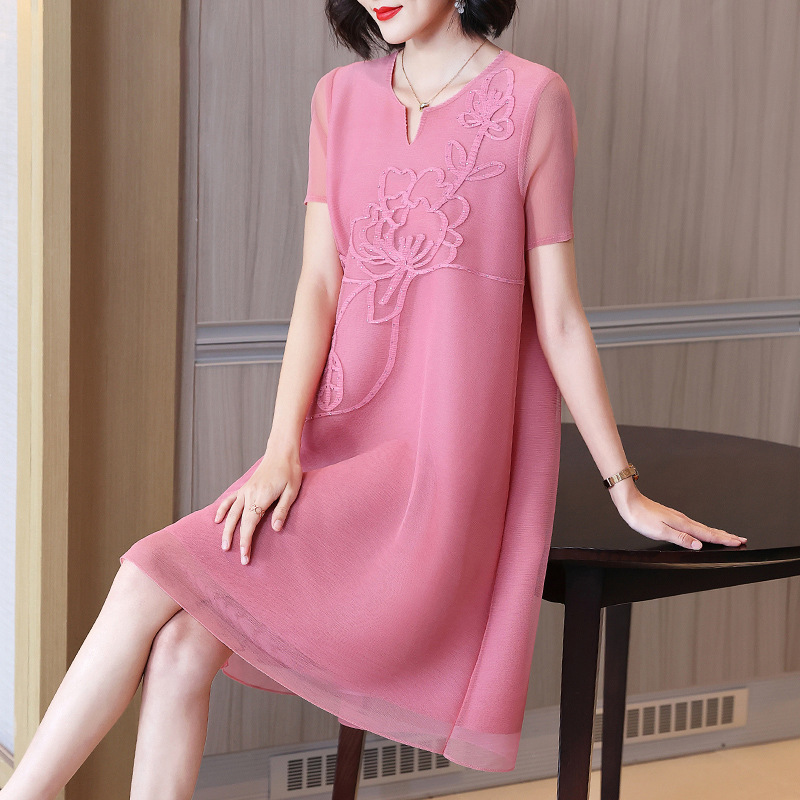 Cover belly loose temperament fold fat dress for women