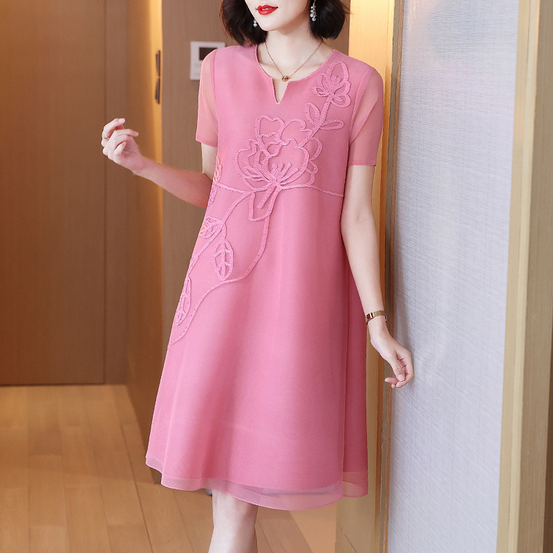 Cover belly loose temperament fold fat dress for women