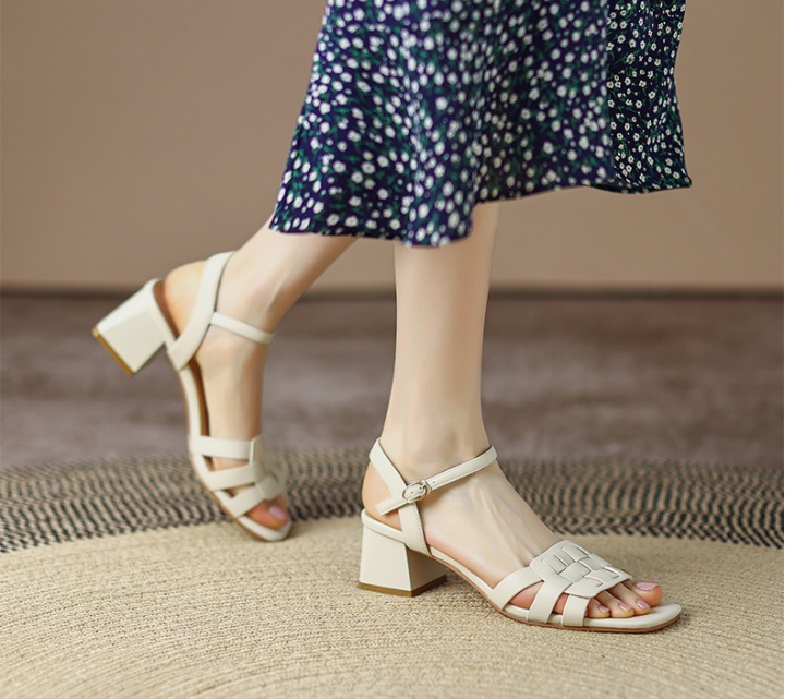 Middle-heel thick sandals cingulate shoes for women