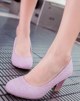 Middle-heel thick Korean style low spring sequins shoes