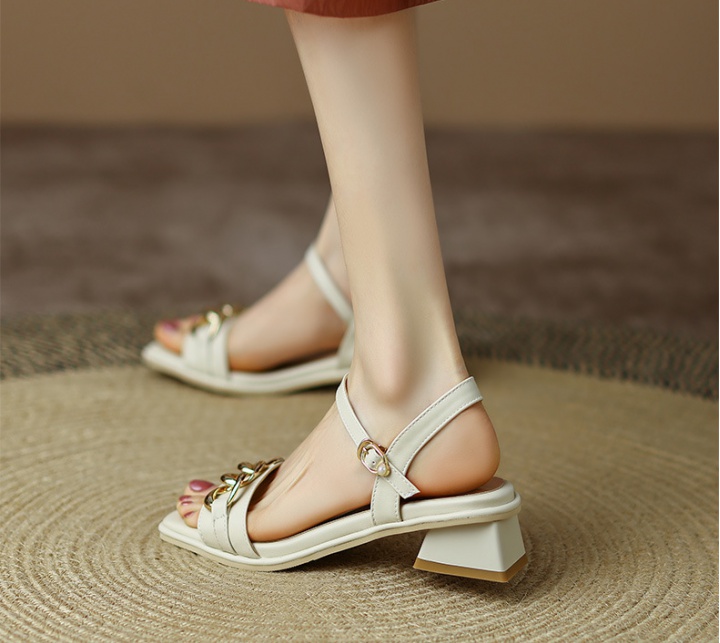 Low open toe shoes thick hasp sandals for women