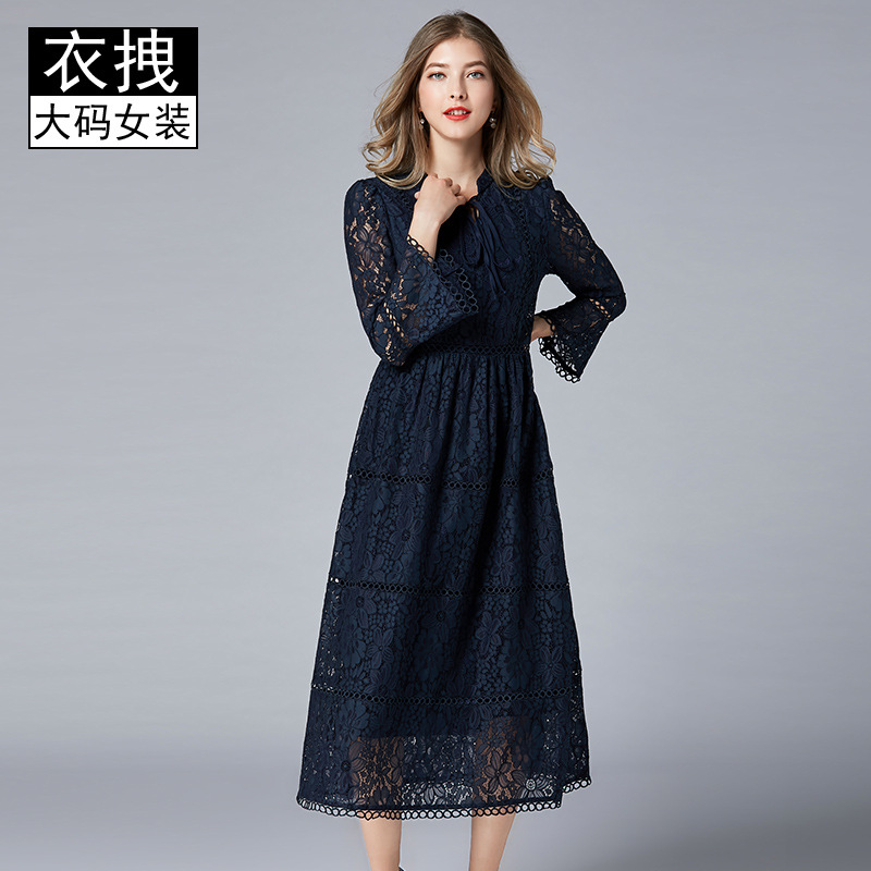 European style middle-aged formal dress spring long dress