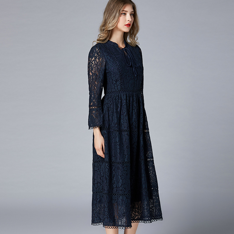 European style middle-aged formal dress spring long dress