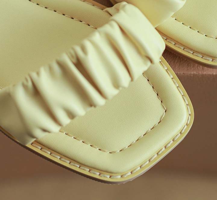 Buckle open toe flattie cowhide sandals for women