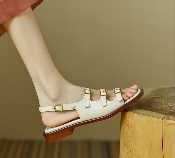 Rome retro flat leather shoes summer Casual shoes for women