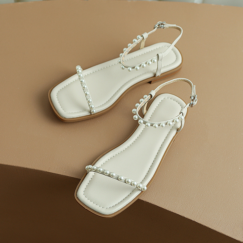 Buckle pearl student fine band summer simple sandals for women