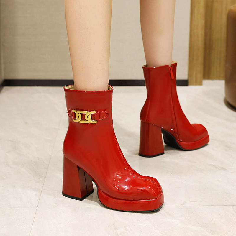 European style shoes high-heeled short boots for women