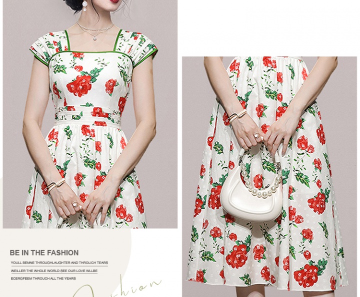 Retro printing crimp fashion sleeveless slim dress