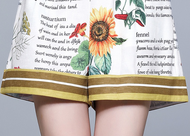High waist splice shirt printing shorts for women