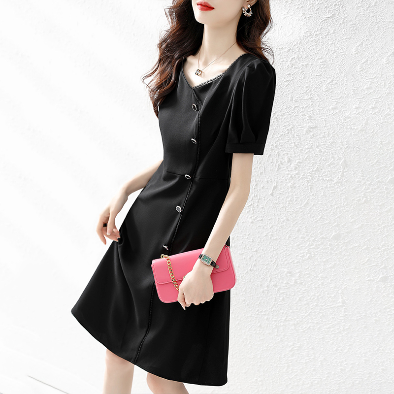 Commuting pinched waist chiffon temperament dress