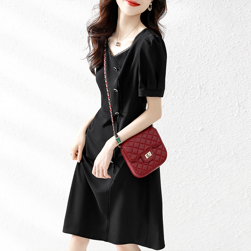 Commuting pinched waist chiffon temperament dress