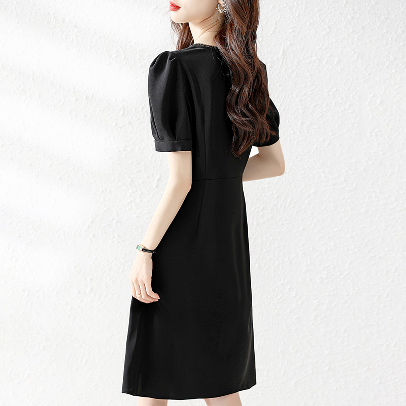 Commuting pinched waist chiffon temperament dress