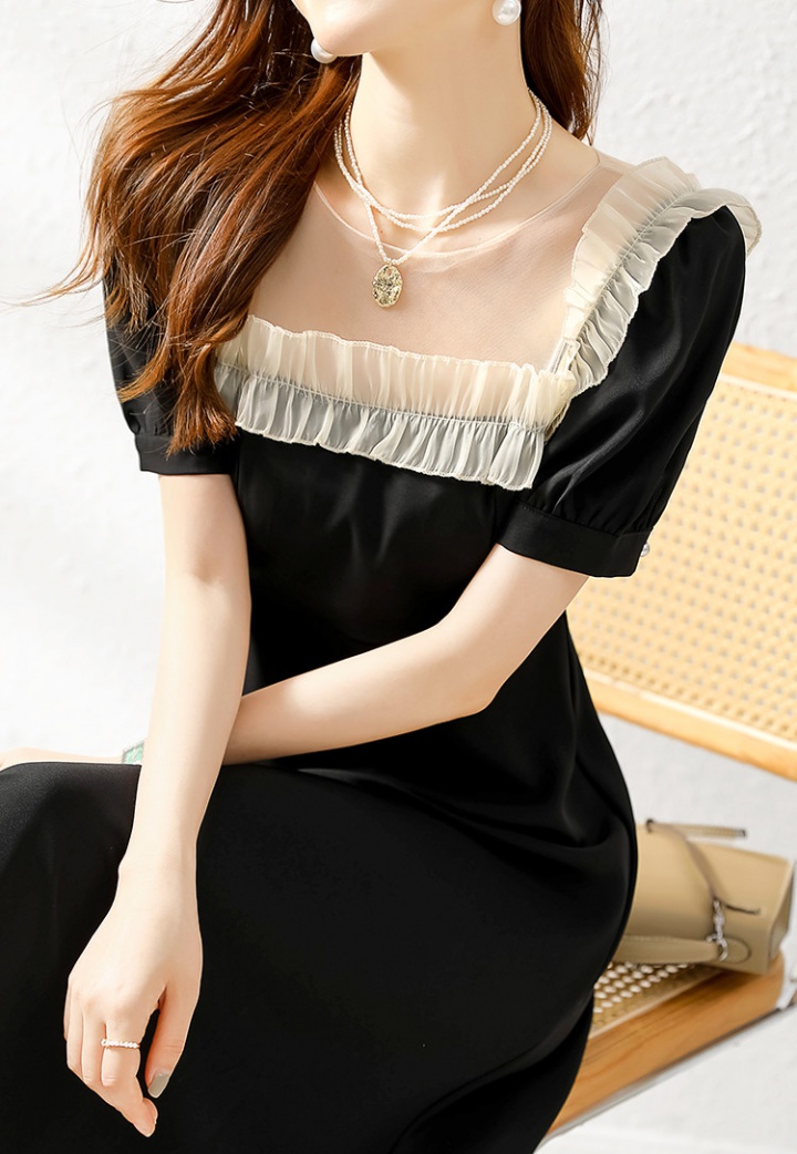 Temperament simple generous collar lace dress for women