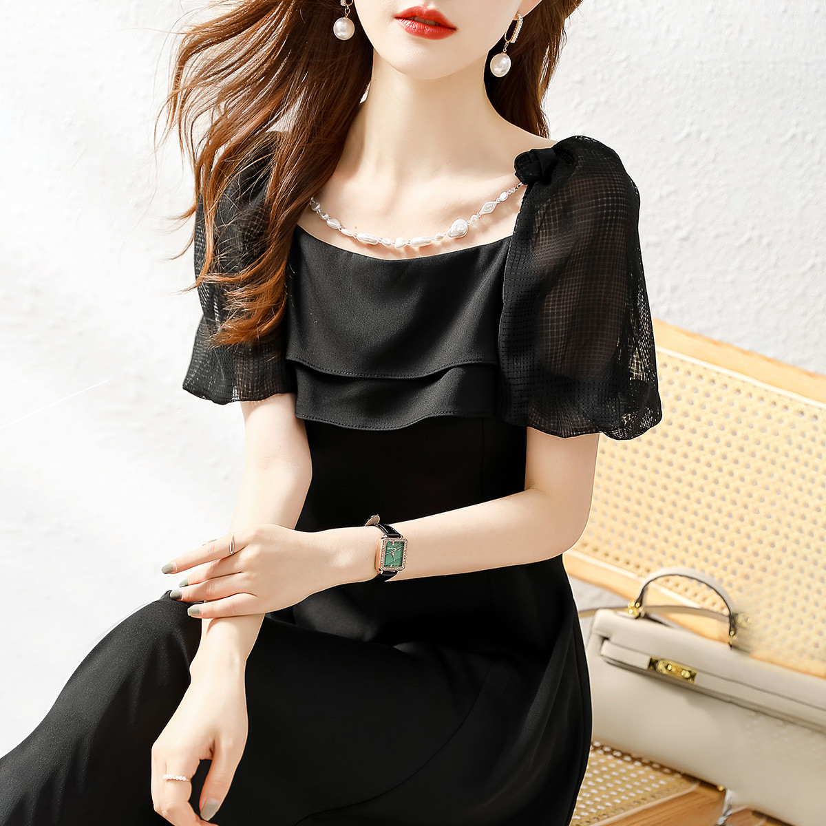 Fashion pure commuting temperament simple dress for women