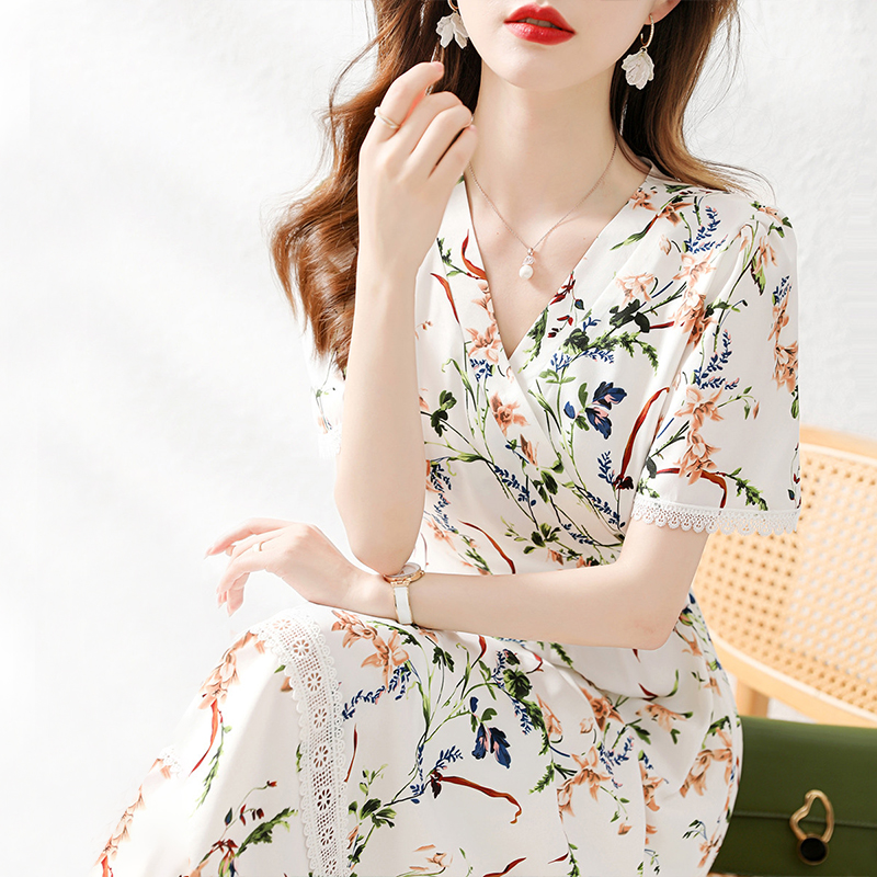 Printing France style elegant temperament dress