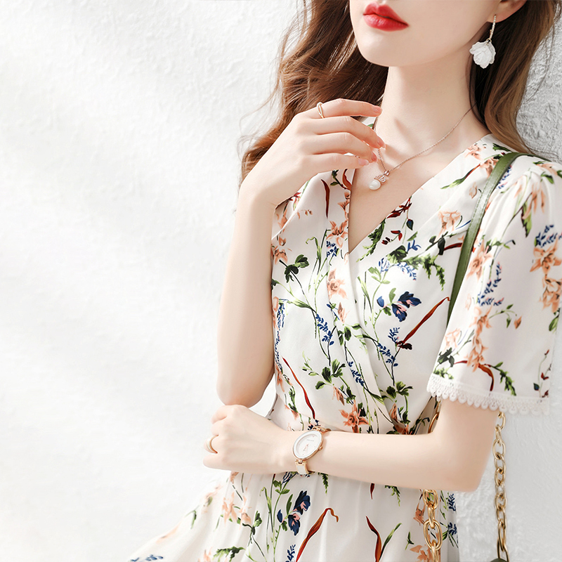 Printing France style elegant temperament dress