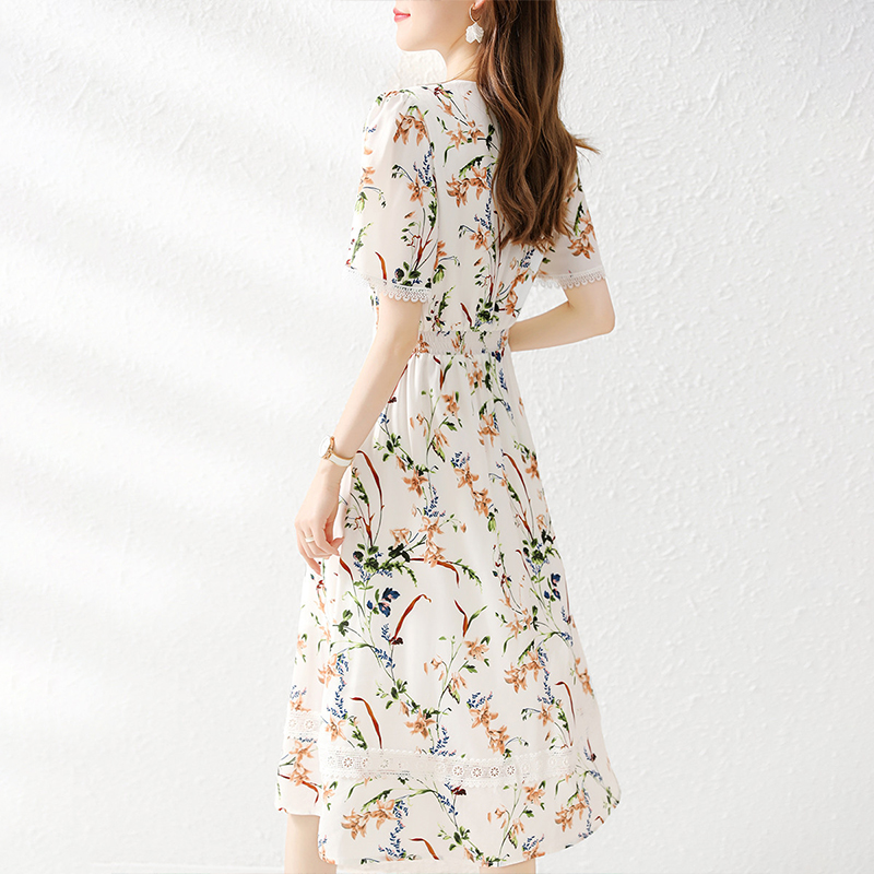 Printing France style elegant temperament dress