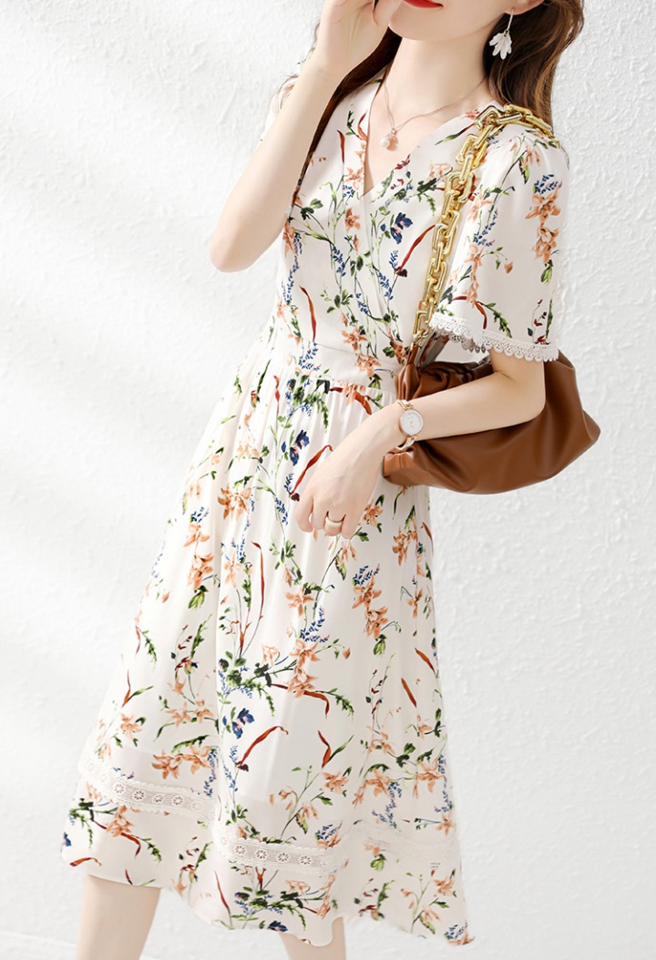 Printing France style elegant temperament dress