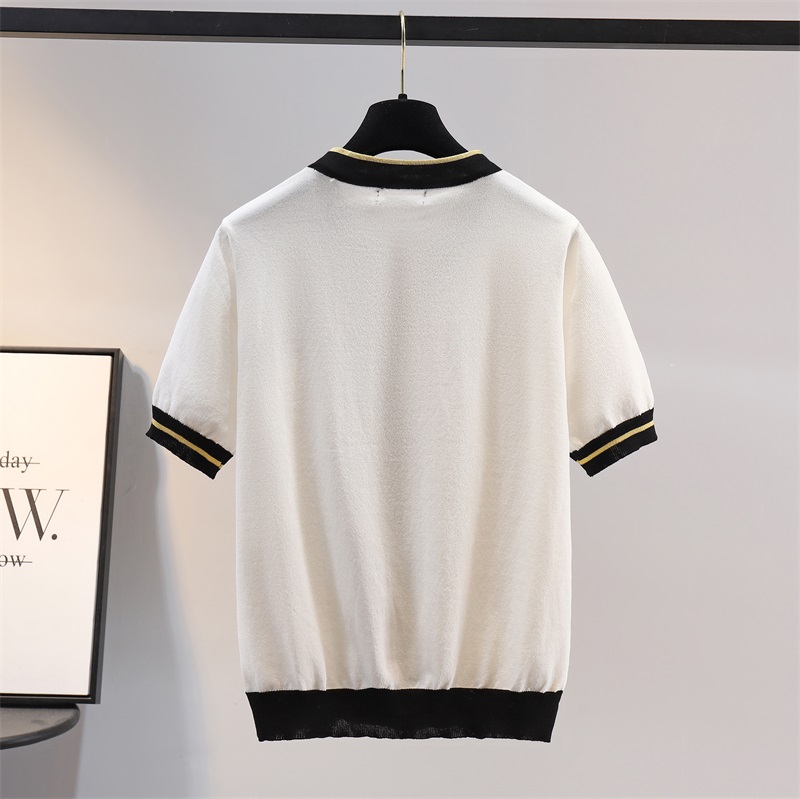 Short sleeve slim sweater thin loose tops for women