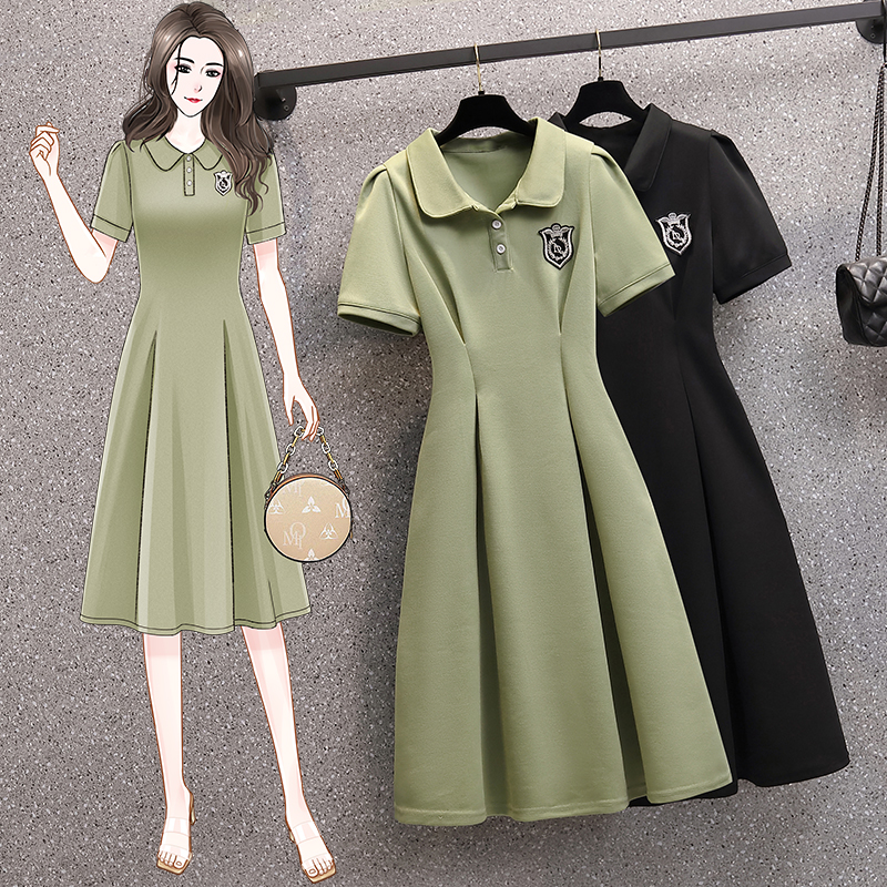 Large yard pinched waist slim Cover belly dress for women