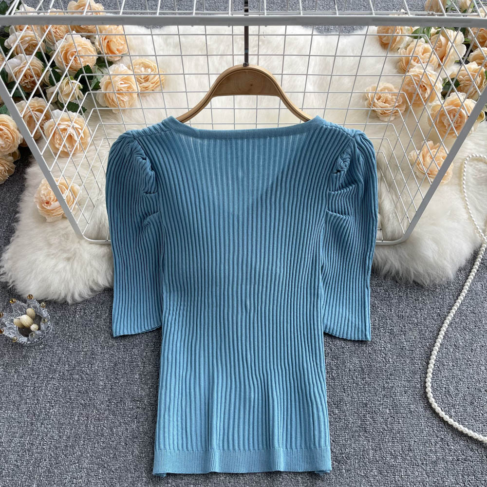 Shoulders short sleeve sweater unique T-shirt for women