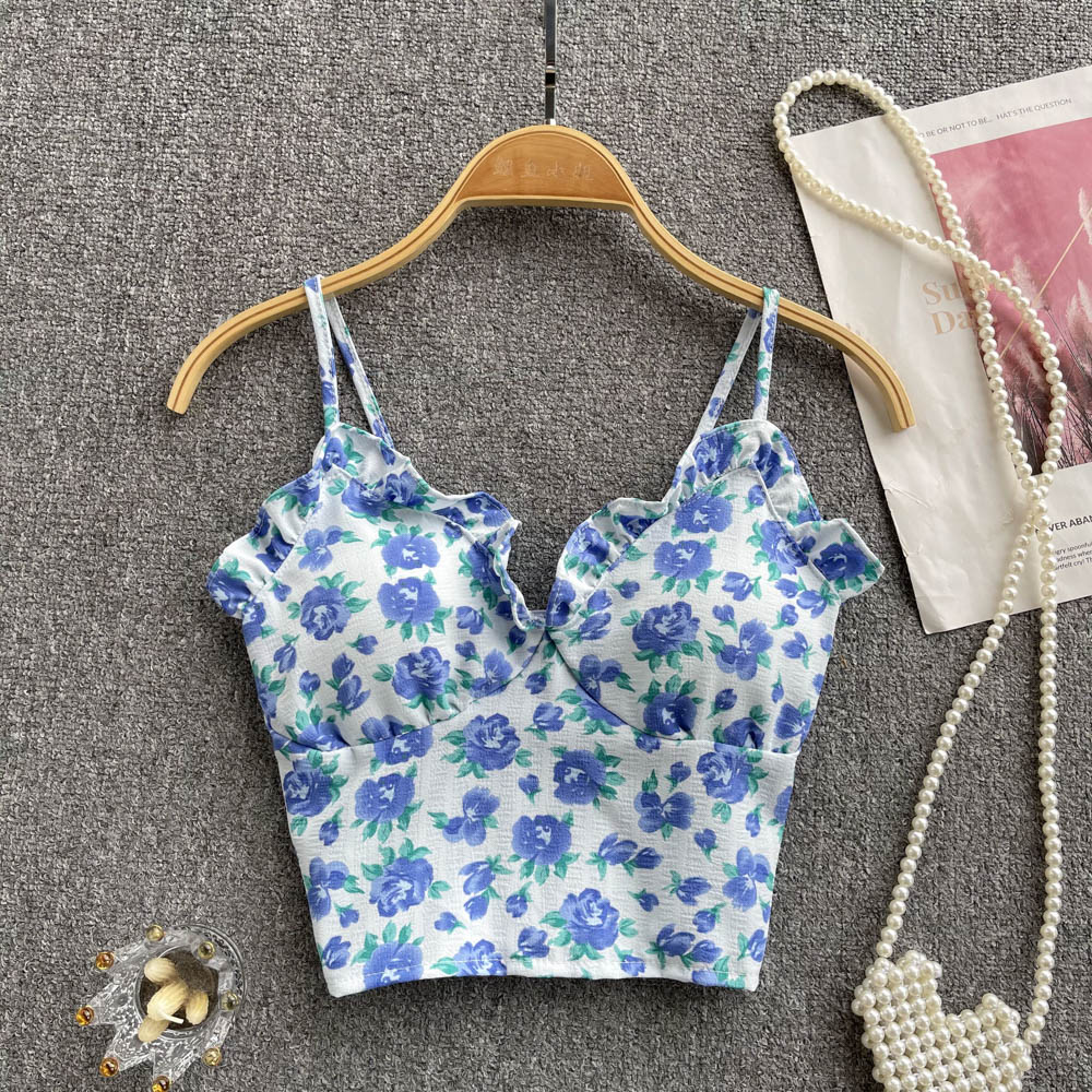 Beauty back floral vest summer tops for women