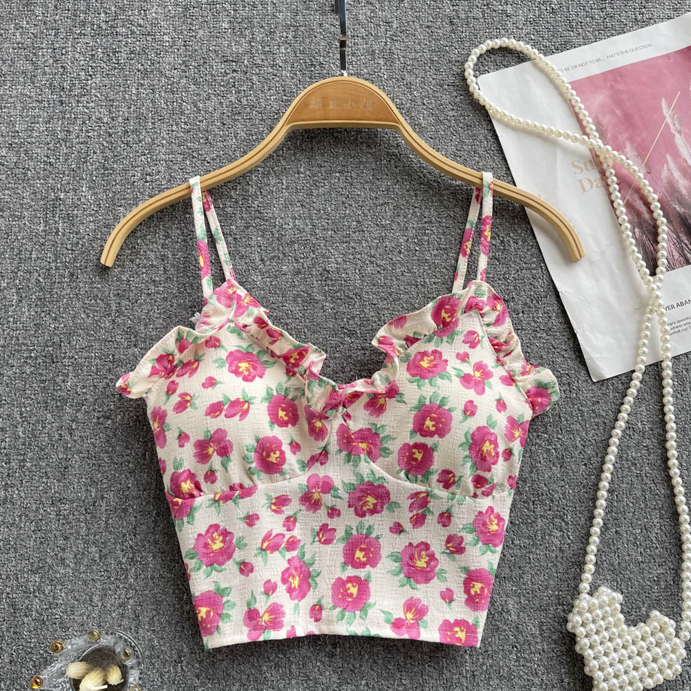 Beauty back floral vest summer tops for women