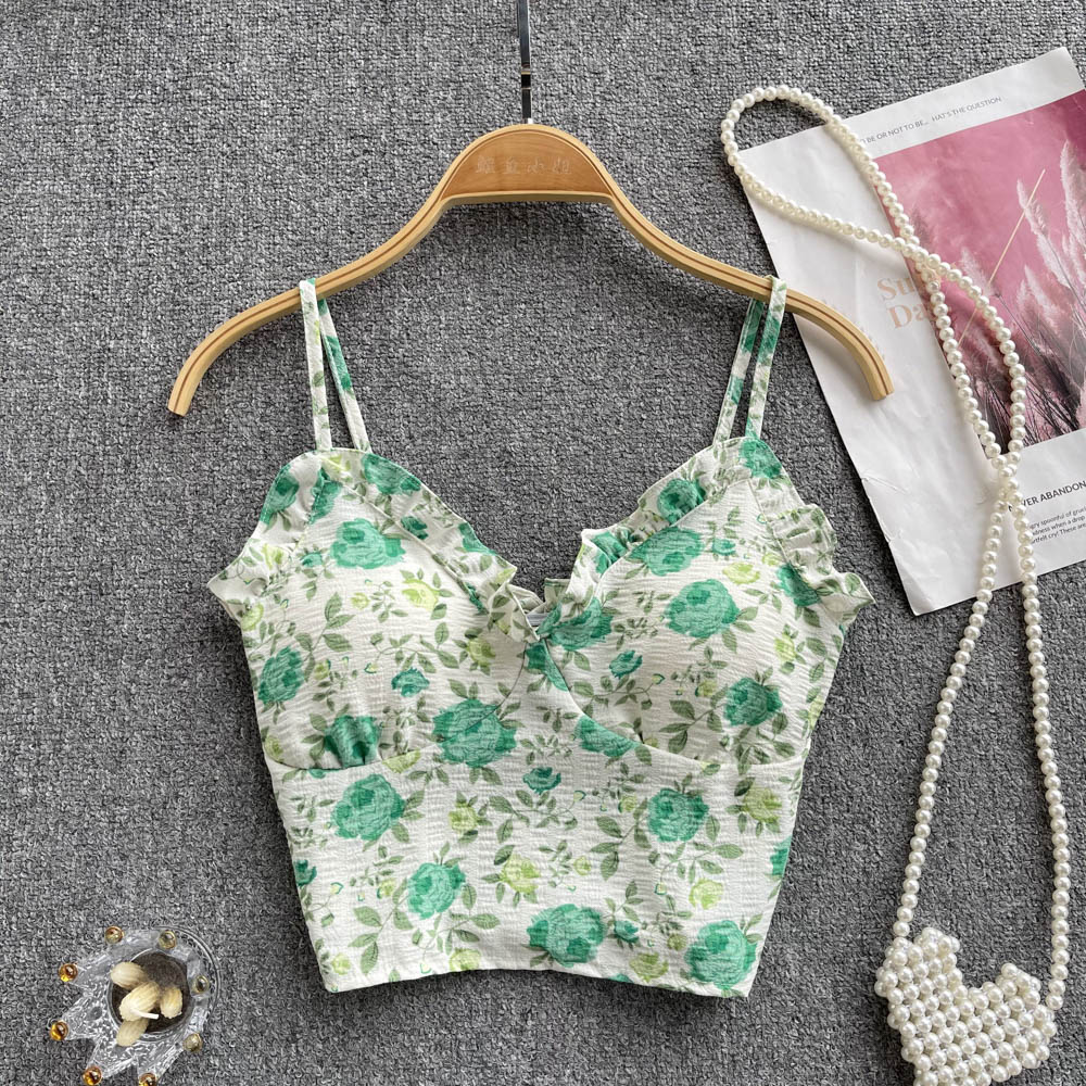 Beauty back floral vest summer tops for women