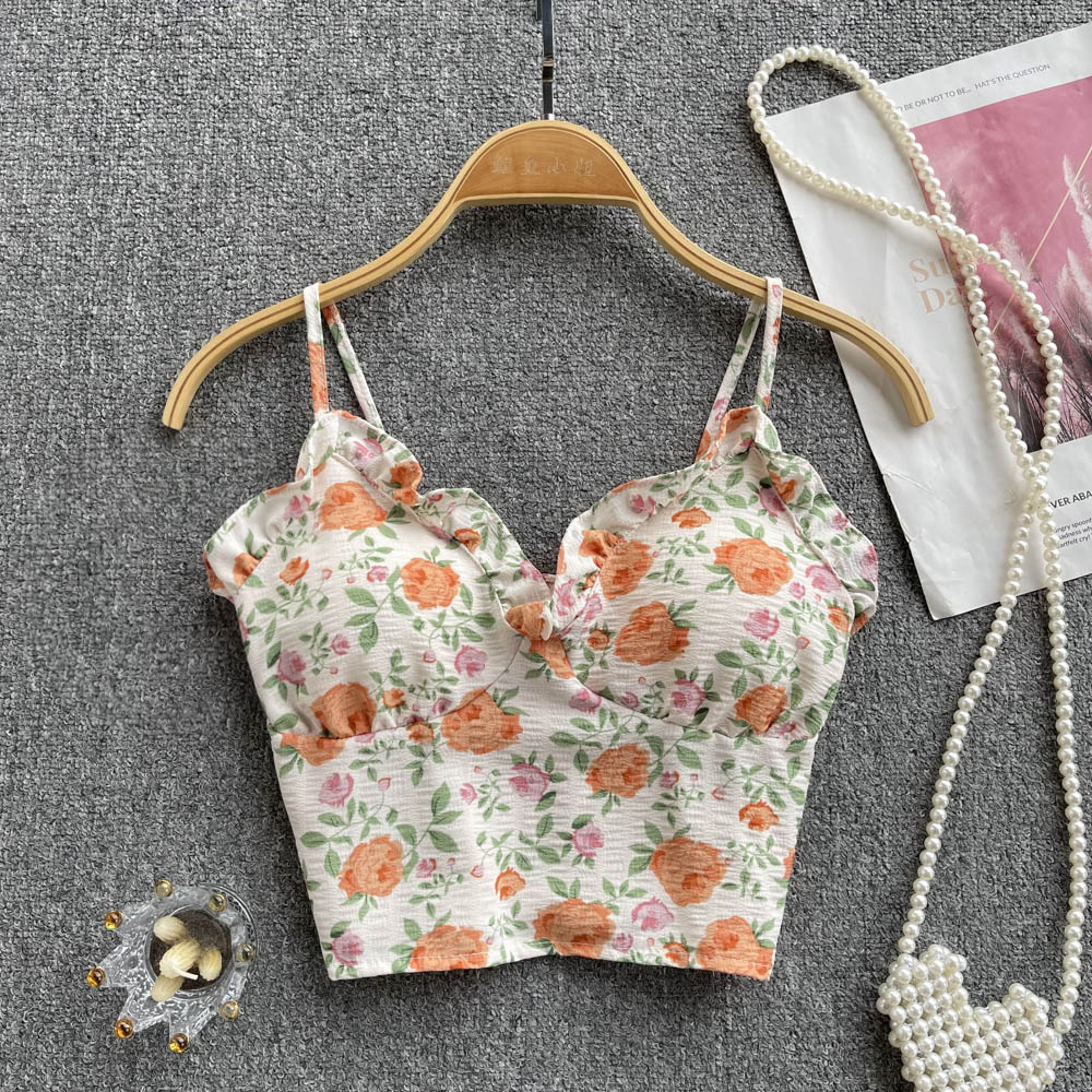 Beauty back floral vest summer tops for women