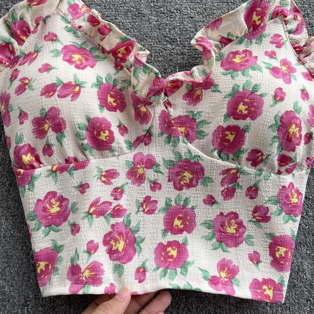 Beauty back floral vest summer tops for women