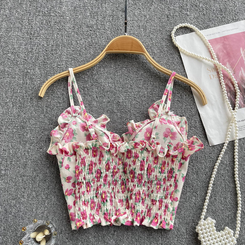 Beauty back floral vest summer tops for women