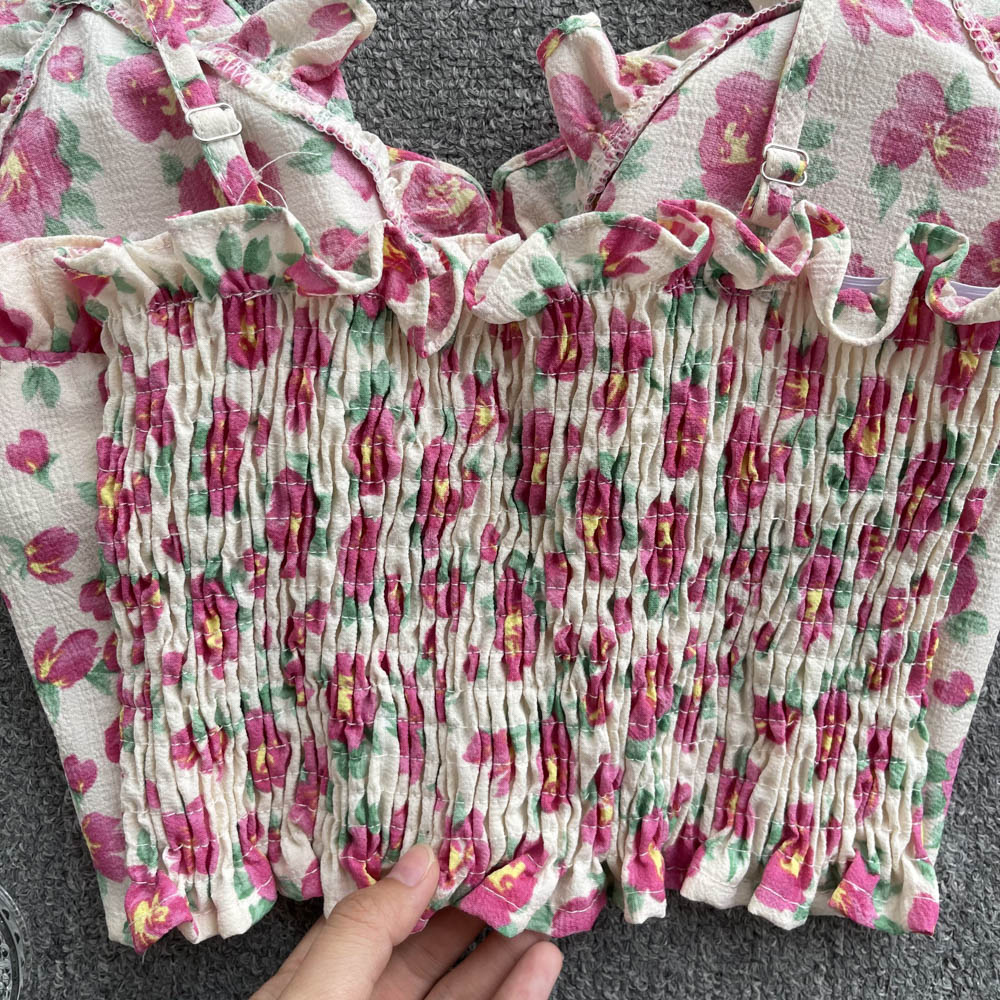 Beauty back floral vest summer tops for women