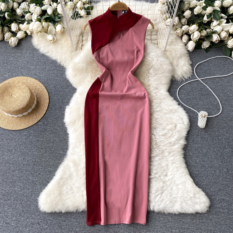 Sleeveless long dress package hip dress for women