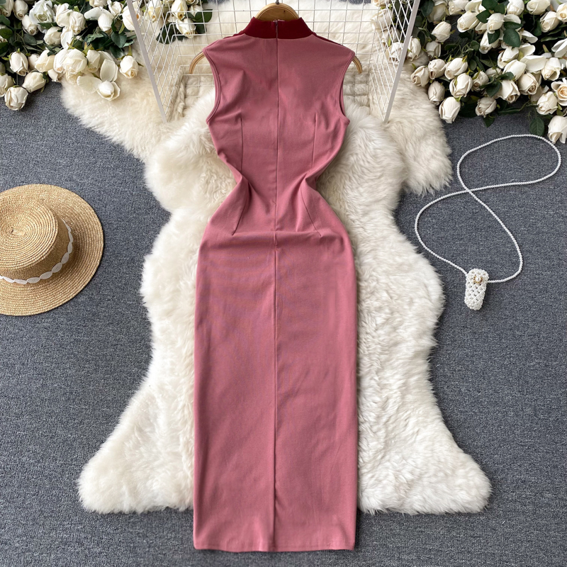 Sleeveless long dress package hip dress for women