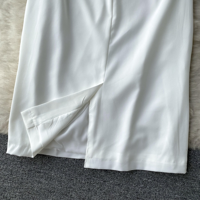 Short sleeve white long dress splice dress for women