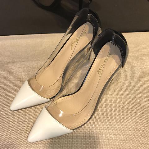 Transparent pointed shoes spring high-heeled shoes for women