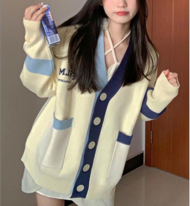Autumn V-neck cardigan Korean style coat for women