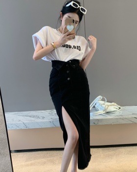Korean style skirt high waist T-shirt 2pcs set for women