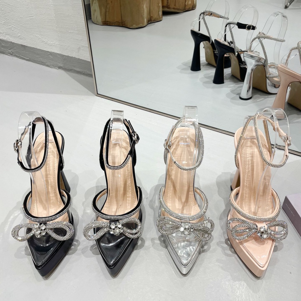 European style thick shoes summer pointed high-heeled shoes