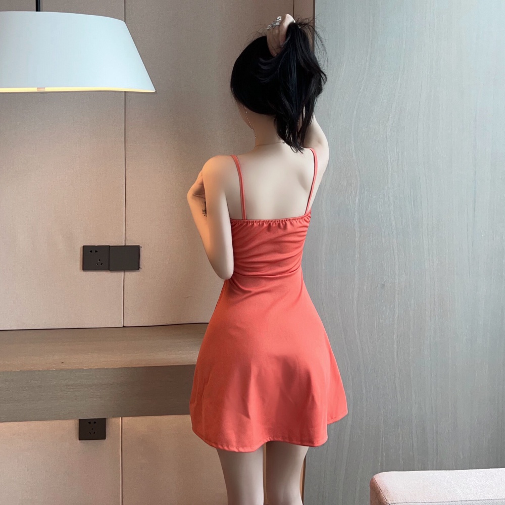 Slim low-cut splice fashion sexy sling dress