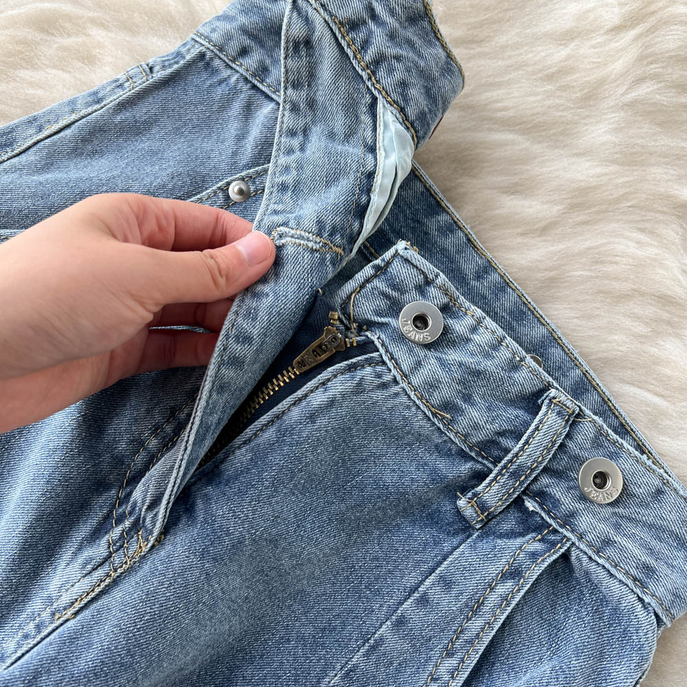 Shoulder wide leg all-match bib pants loose thin jeans