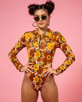 Summer tight slim leotard sexy printing jumpsuit for women