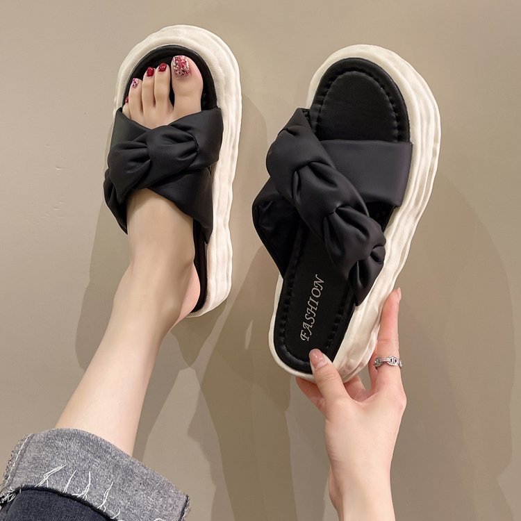 Korean style thick crust shoes fish mouth wears outside slippers