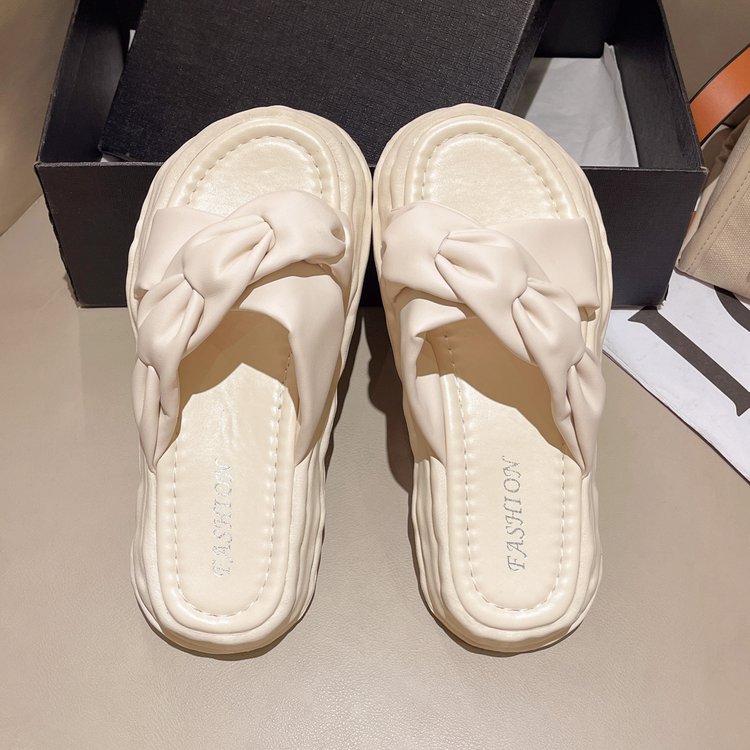 Korean style thick crust shoes fish mouth wears outside slippers