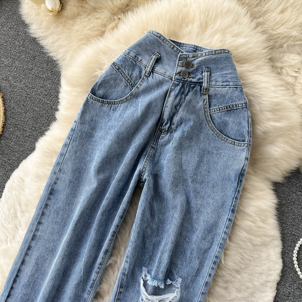 Wide leg long pants loose jeans for women