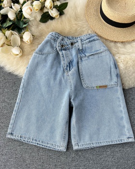 Slim straight thin short jeans high waist summer shorts for women
