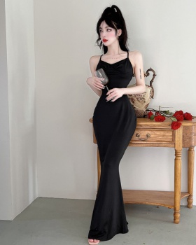 Pure slim black sexy formal dress halter spicegirl sling dress