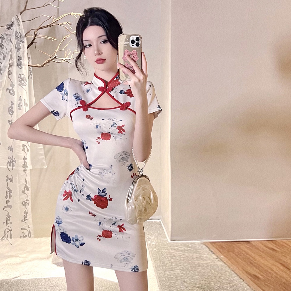 Short sleeve retro dress Chinese style cheongsam