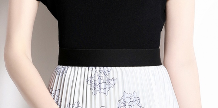 Black printing skirt autumn high waist sweater 2pcs set
